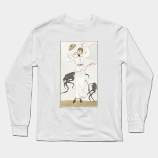 Robe de Drap Blanc Fashion Illustration by George Barbier Long Sleeve T-Shirt